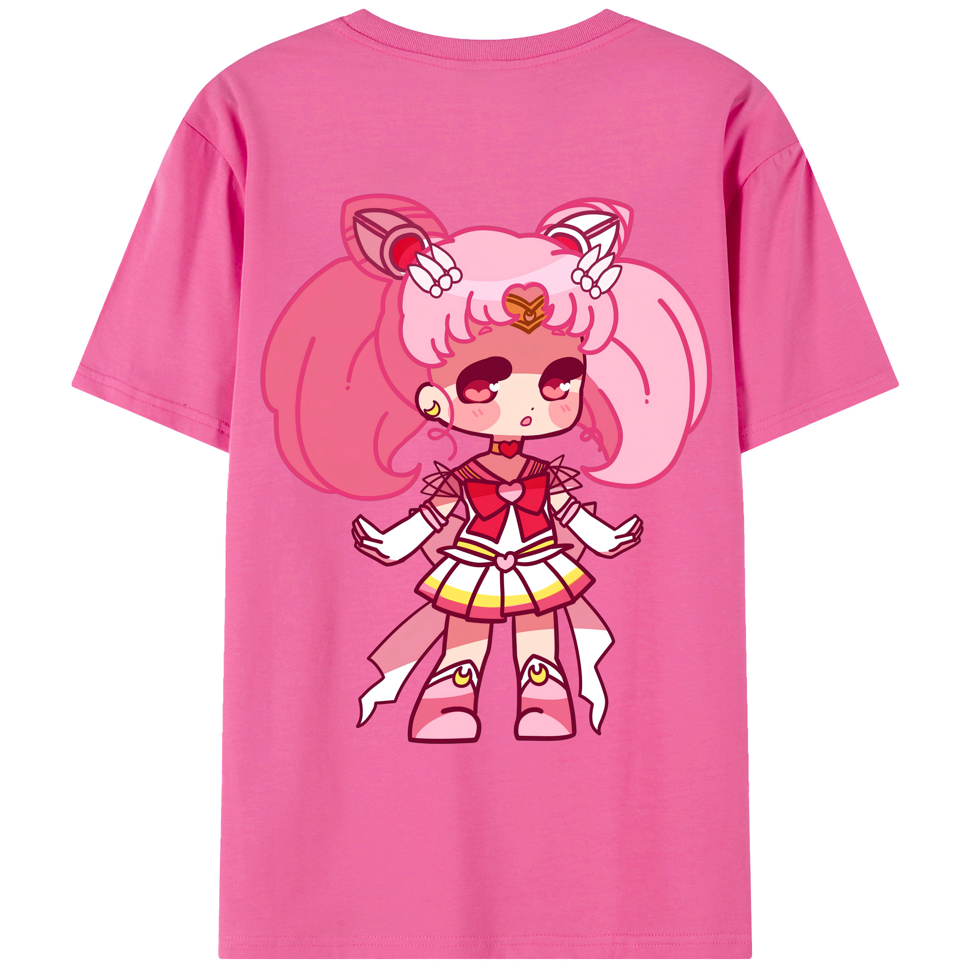 （画像用） 美少女戦士セーラームーン ちびうさ Sailor Moon Chibiusa Tsukino Usagi Small Lady Serenity レディース半袖Tシャツ(バックプリント)